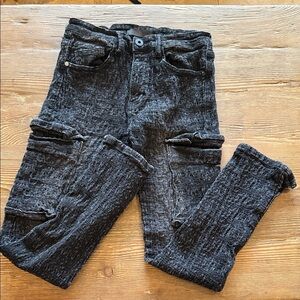 Men's KDNK black stretch Distressed washed Cargo Skinny Jeans